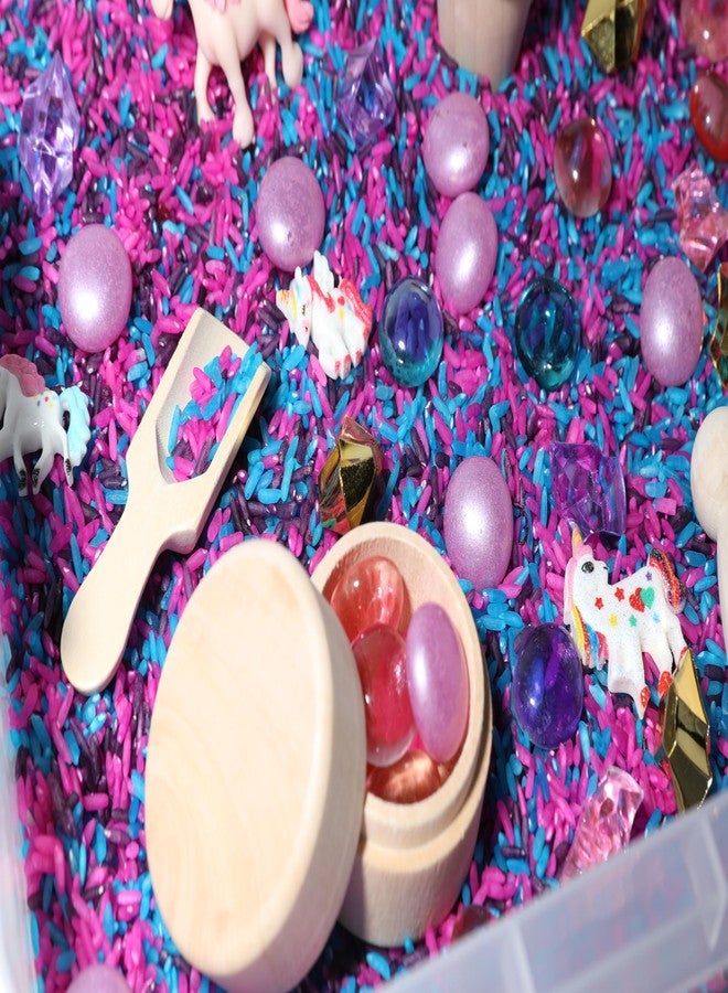 Sensory-N-Stuff Unicorn Sensory Bin Kit for Kids - Pink, Purple & Blue Rice, Unicorn Figurines & Charms, Crystals & Wooden Tools - Includes Clear Storage Bin - Image 5
